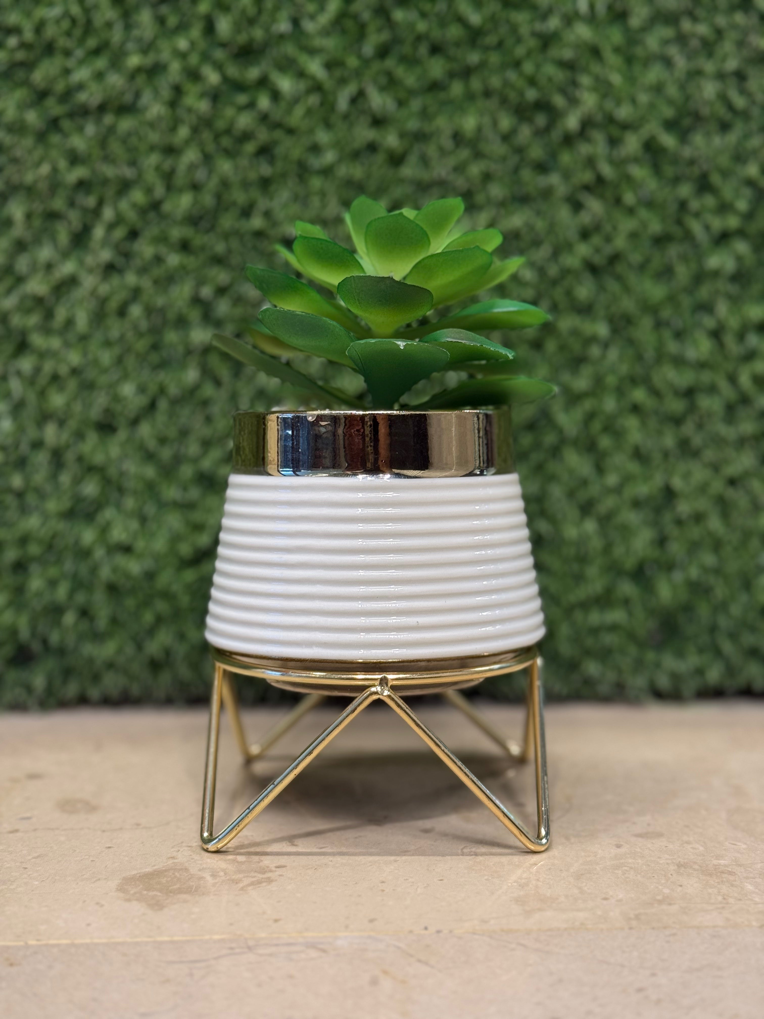 Nordic Style Ceramic Decorative Metal Supporting Flowerpot