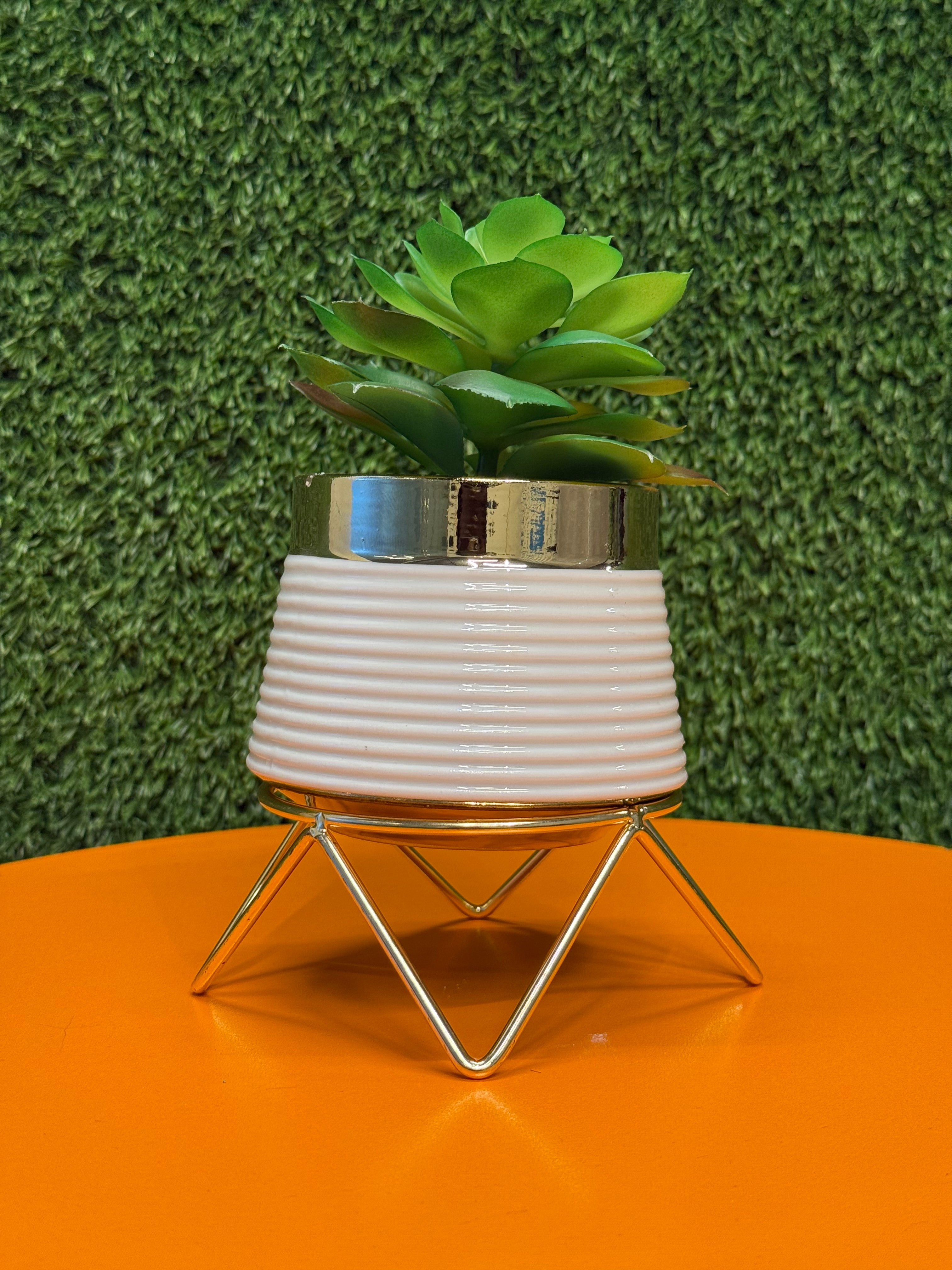 Nordic Style Ceramic Decorative Metal Supporting Flowerpot