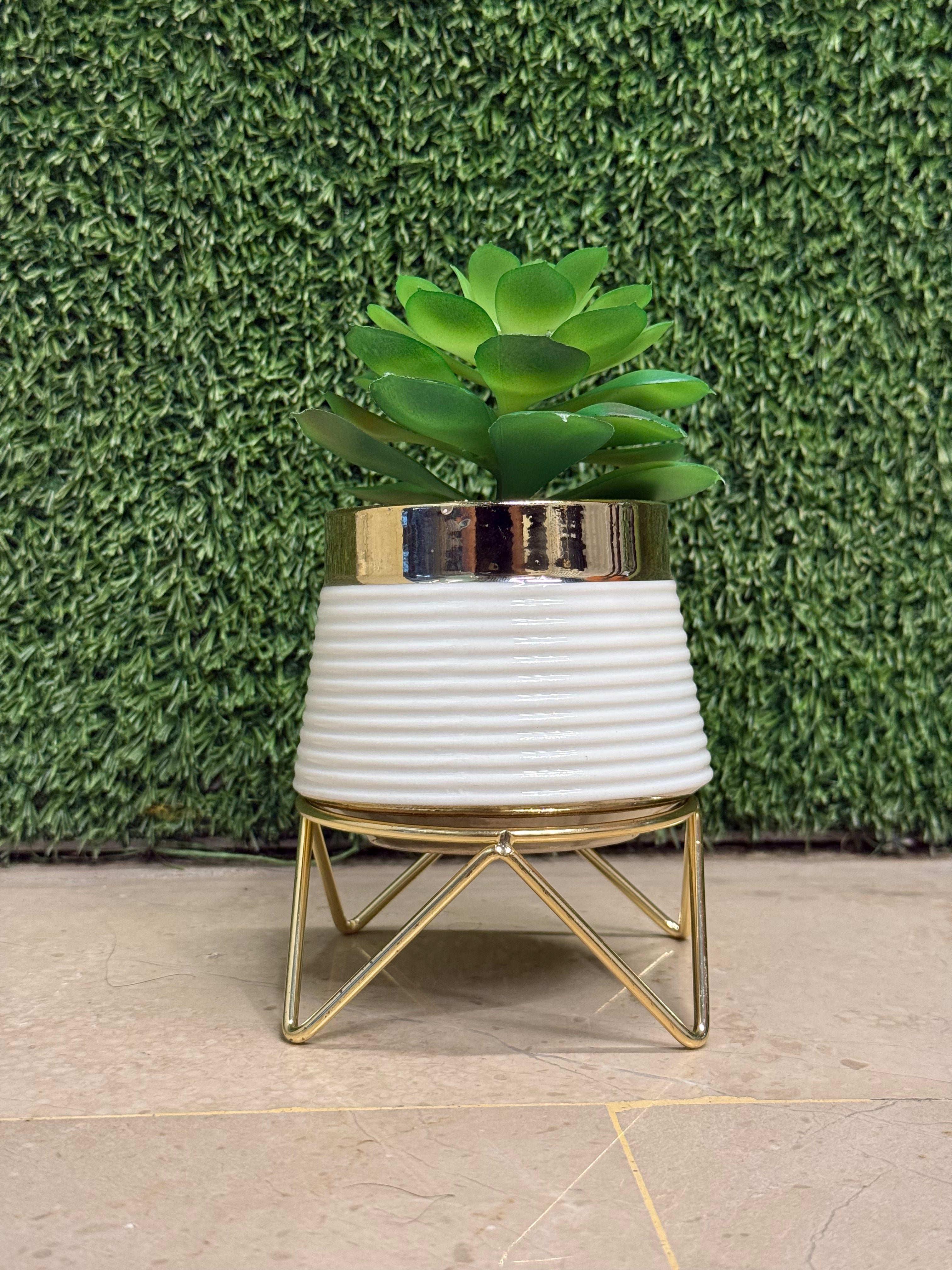 Nordic Style Ceramic Decorative Metal Supporting Flowerpot