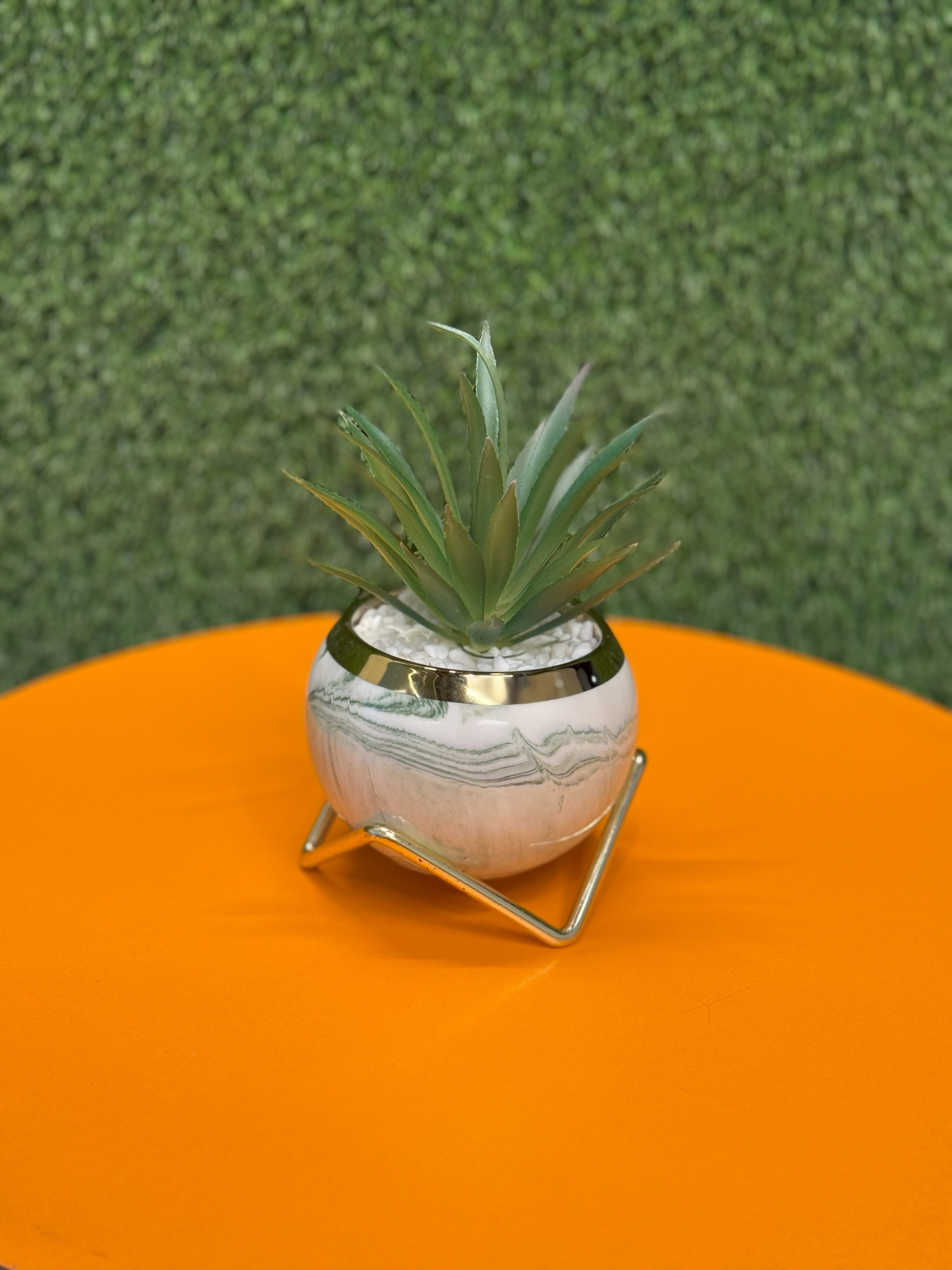 Nordic Style Marble Succulent Ceramic Decorative Metal Supporting Flowerpot