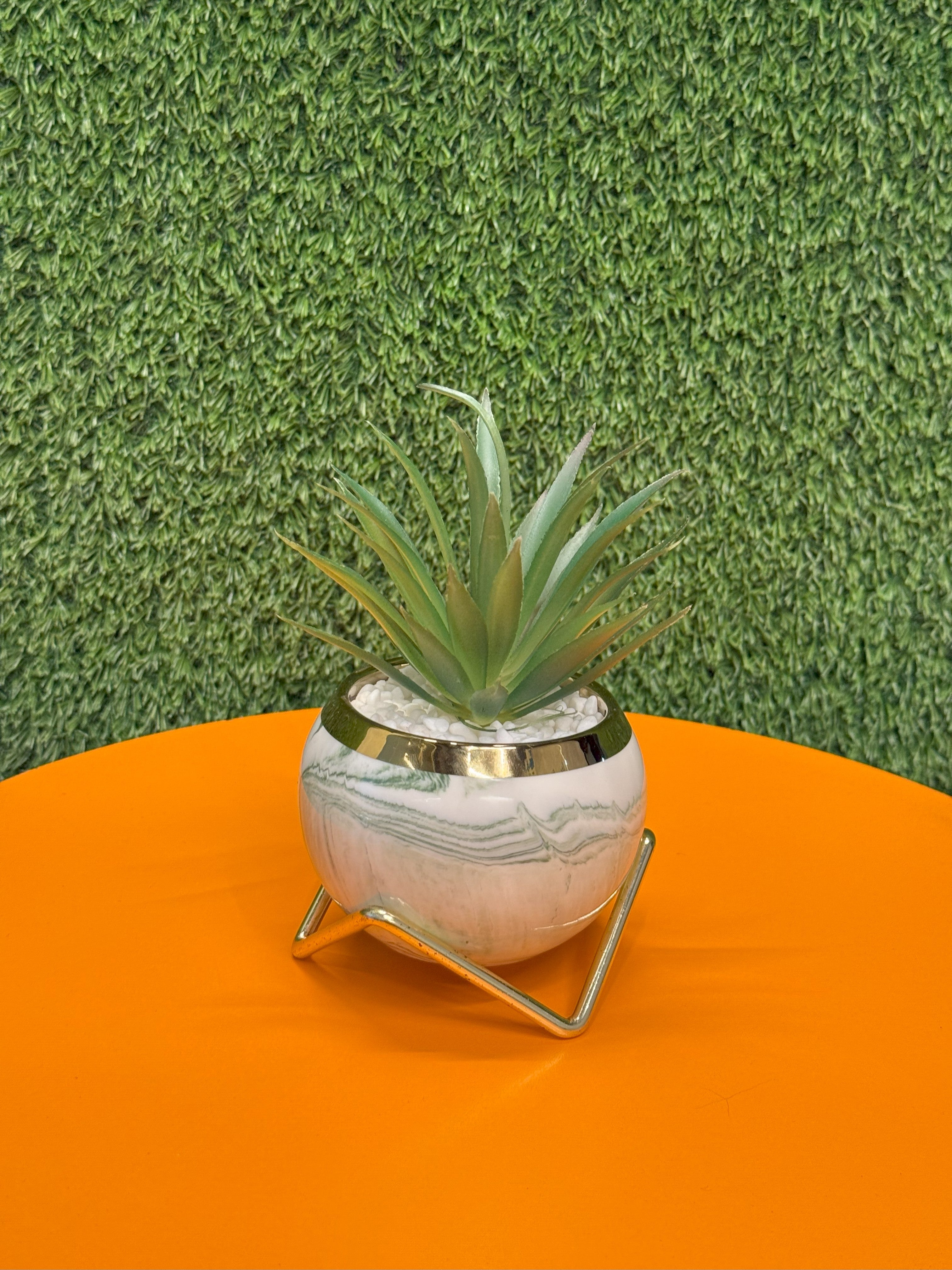 Nordic Style Marble Succulent Ceramic Decorative Metal Supporting Flowerpot