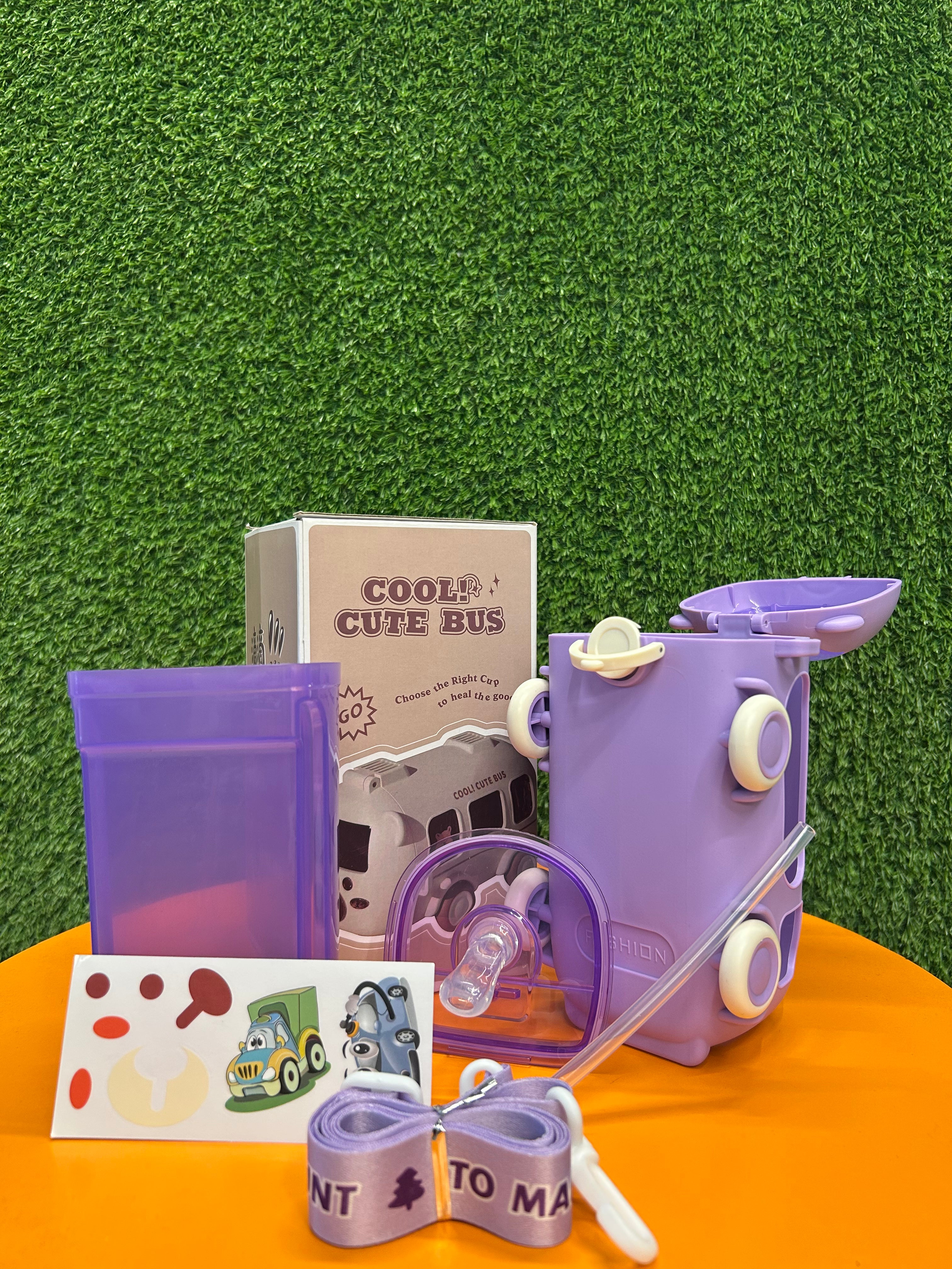 Portable Cute Bear Car Water Bottle with Shoulder Strap for Kids with strap | 500 ML