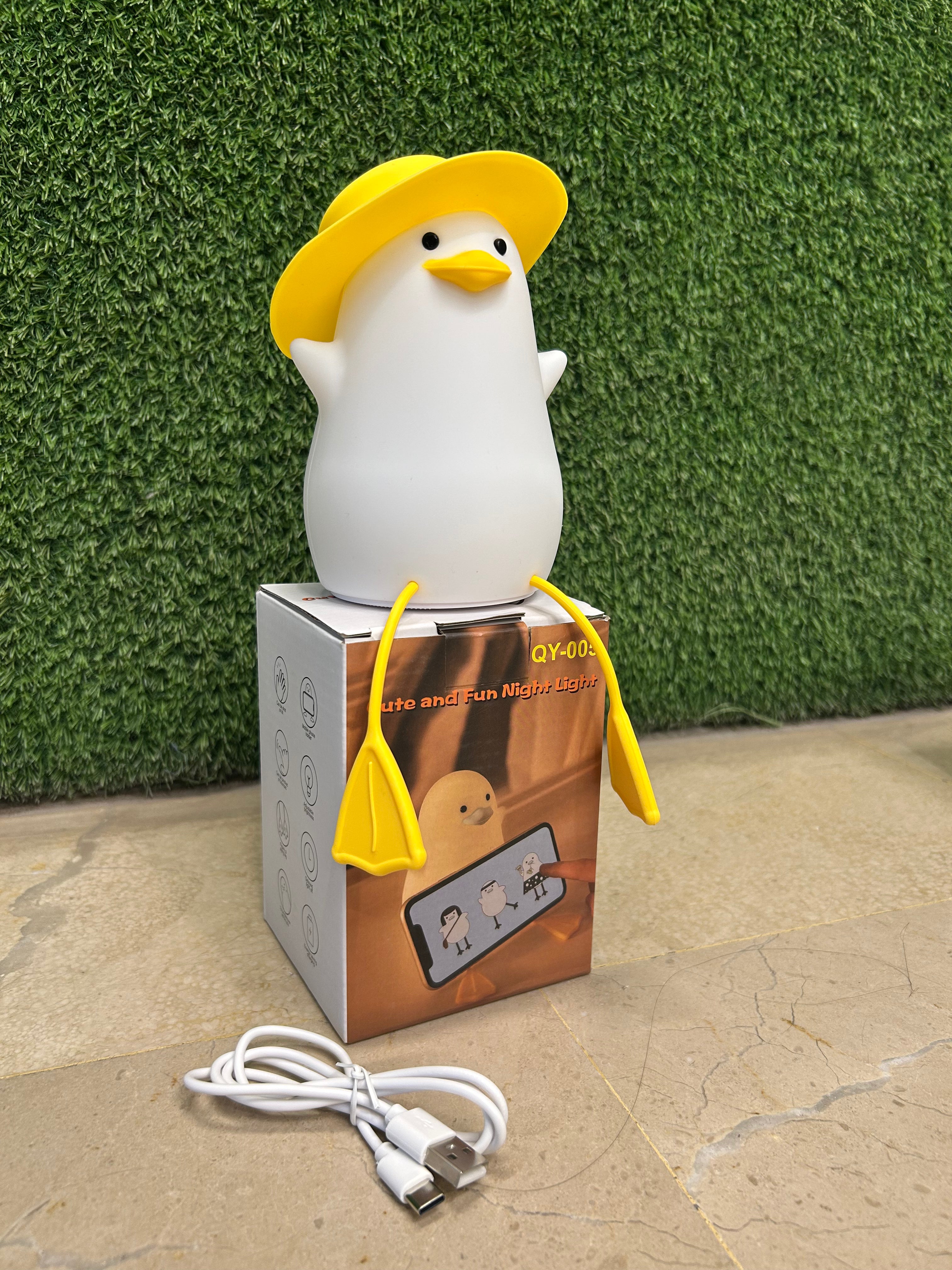 Cute Duck Night Lamp | Adorable Soft Glow Light | Silicone Squishy, Dimmable, Rechargeable Nursery Lamp | Multiple colors