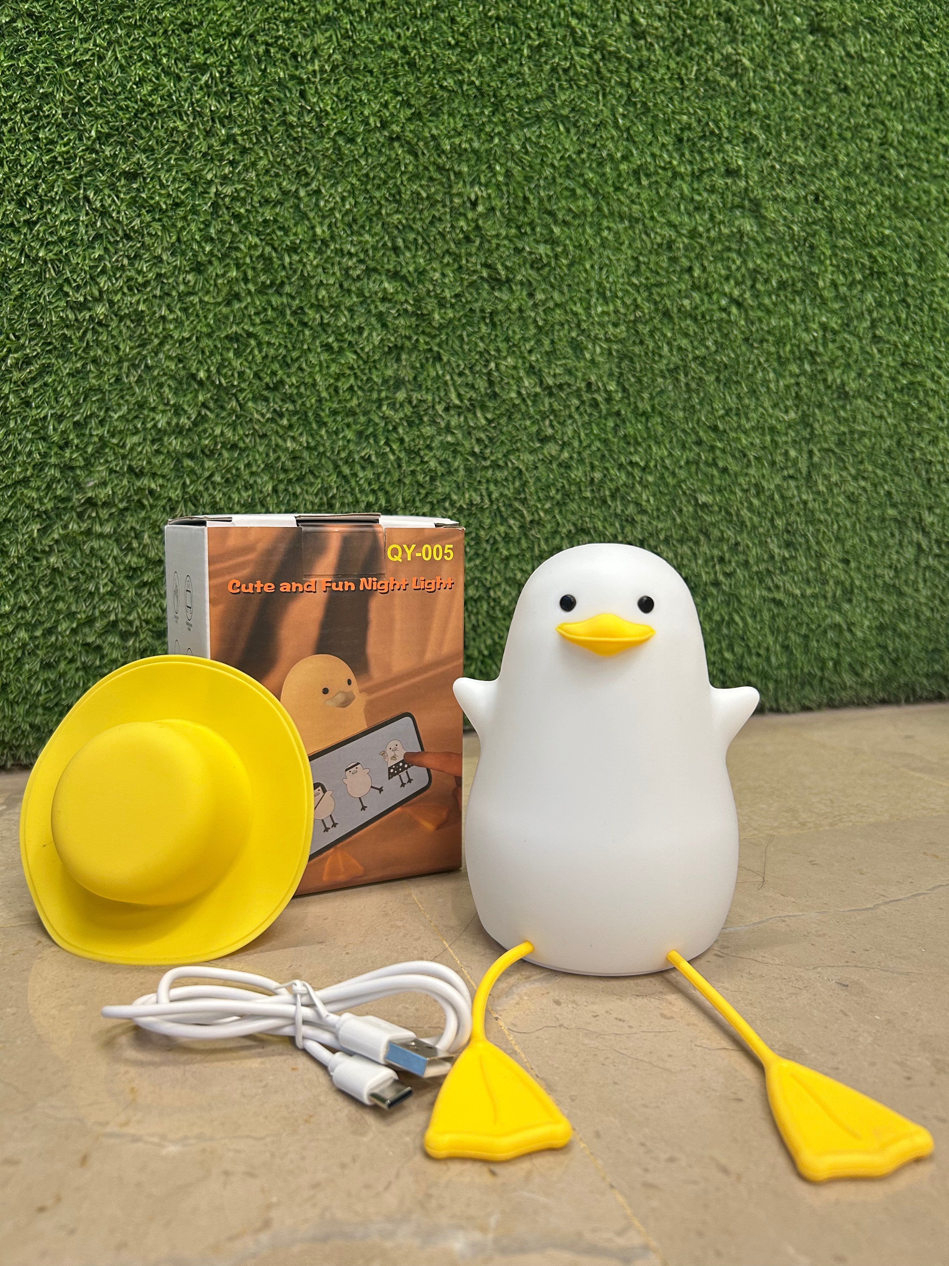 Cute Duck Night Lamp | Adorable Soft Glow Light | Silicone Squishy, Dimmable, Rechargeable Nursery Lamp | Multiple colors