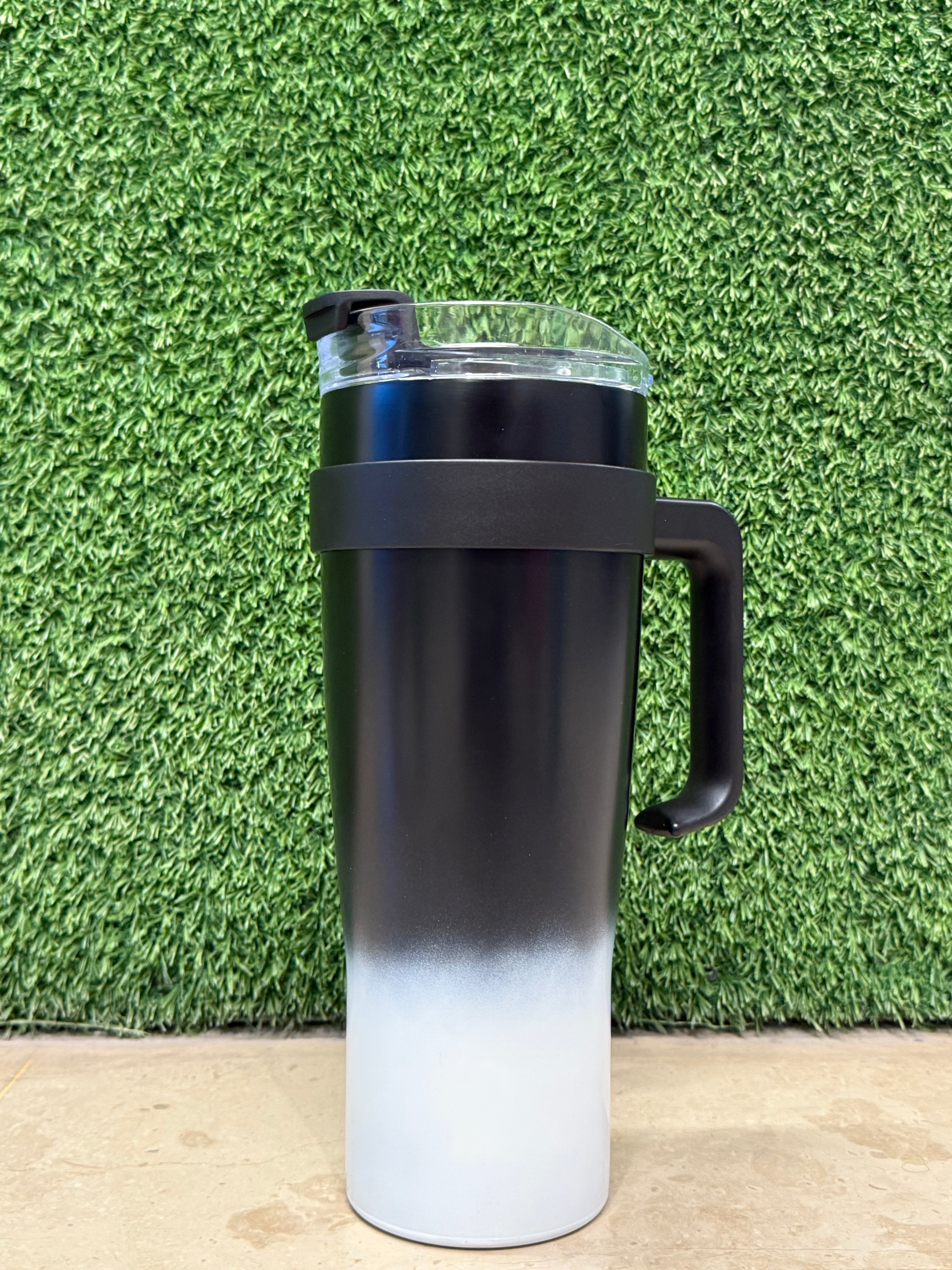 Vacuum Insulated Gradient Tumbler with Lid and Steel Straw 40oz | Black & White