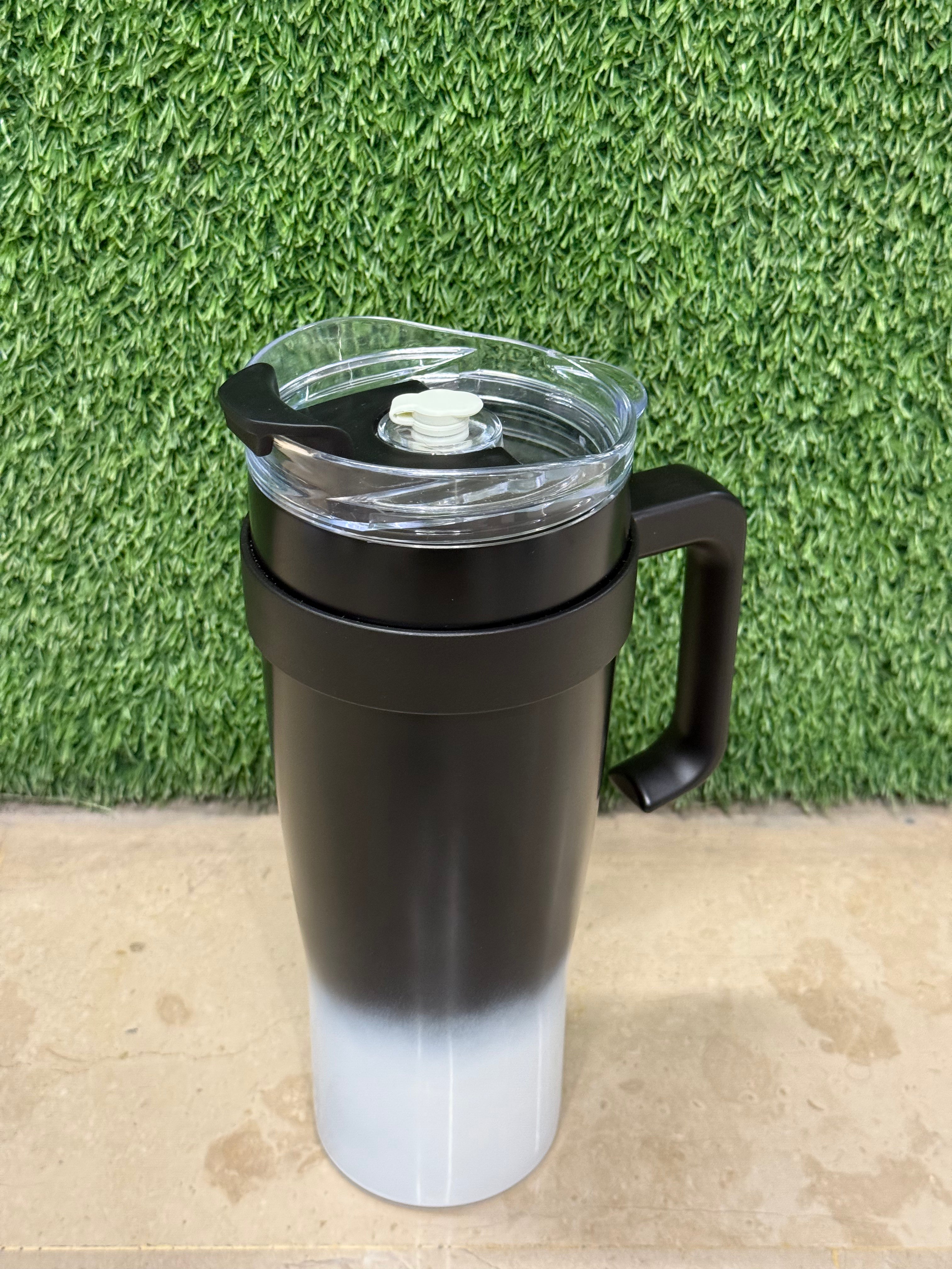 Vacuum Insulated Gradient Tumbler with Lid and Steel Straw 40oz | Black & White