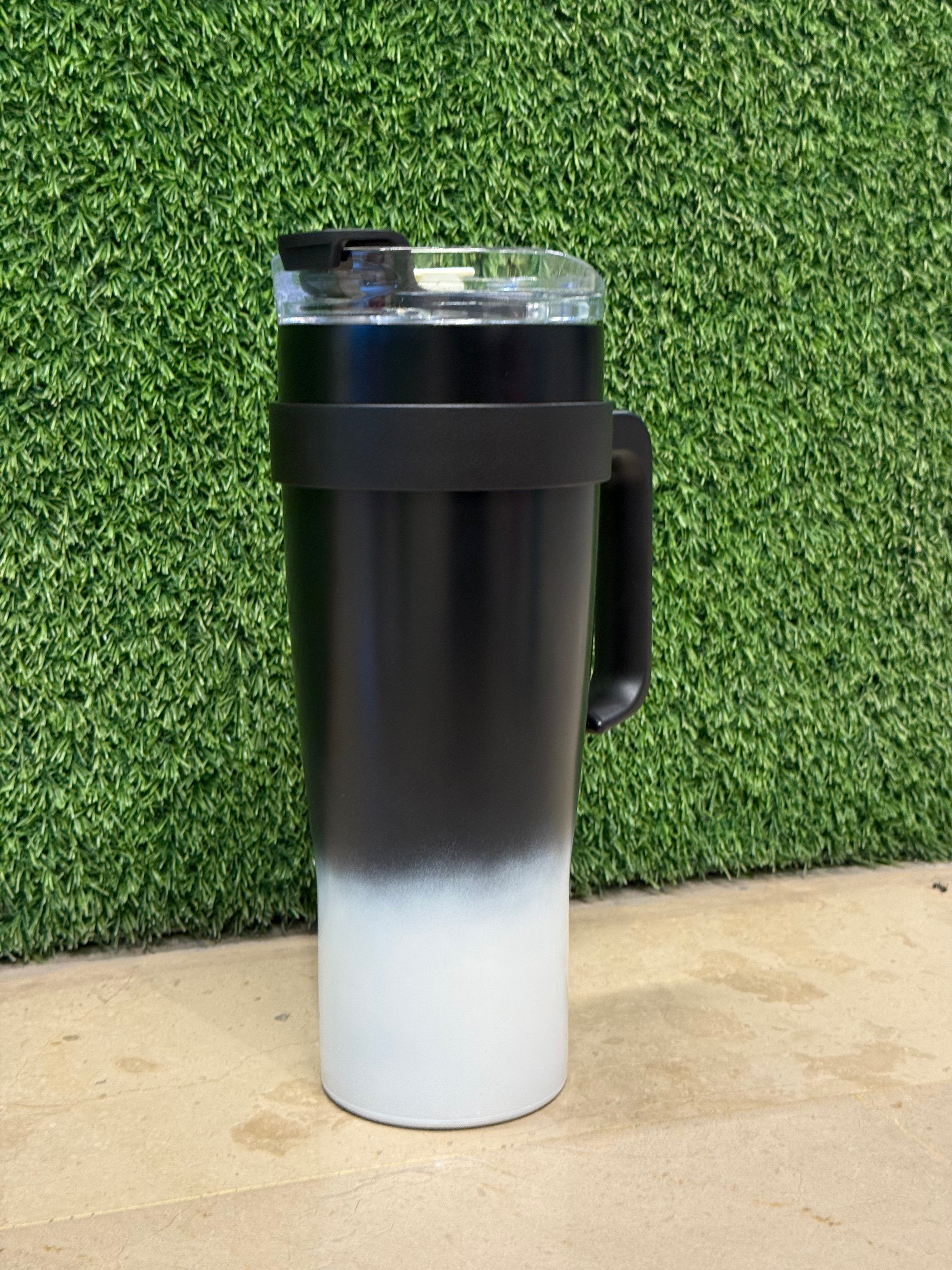 Vacuum Insulated Gradient Tumbler with Lid and Steel Straw 40oz | Black & White