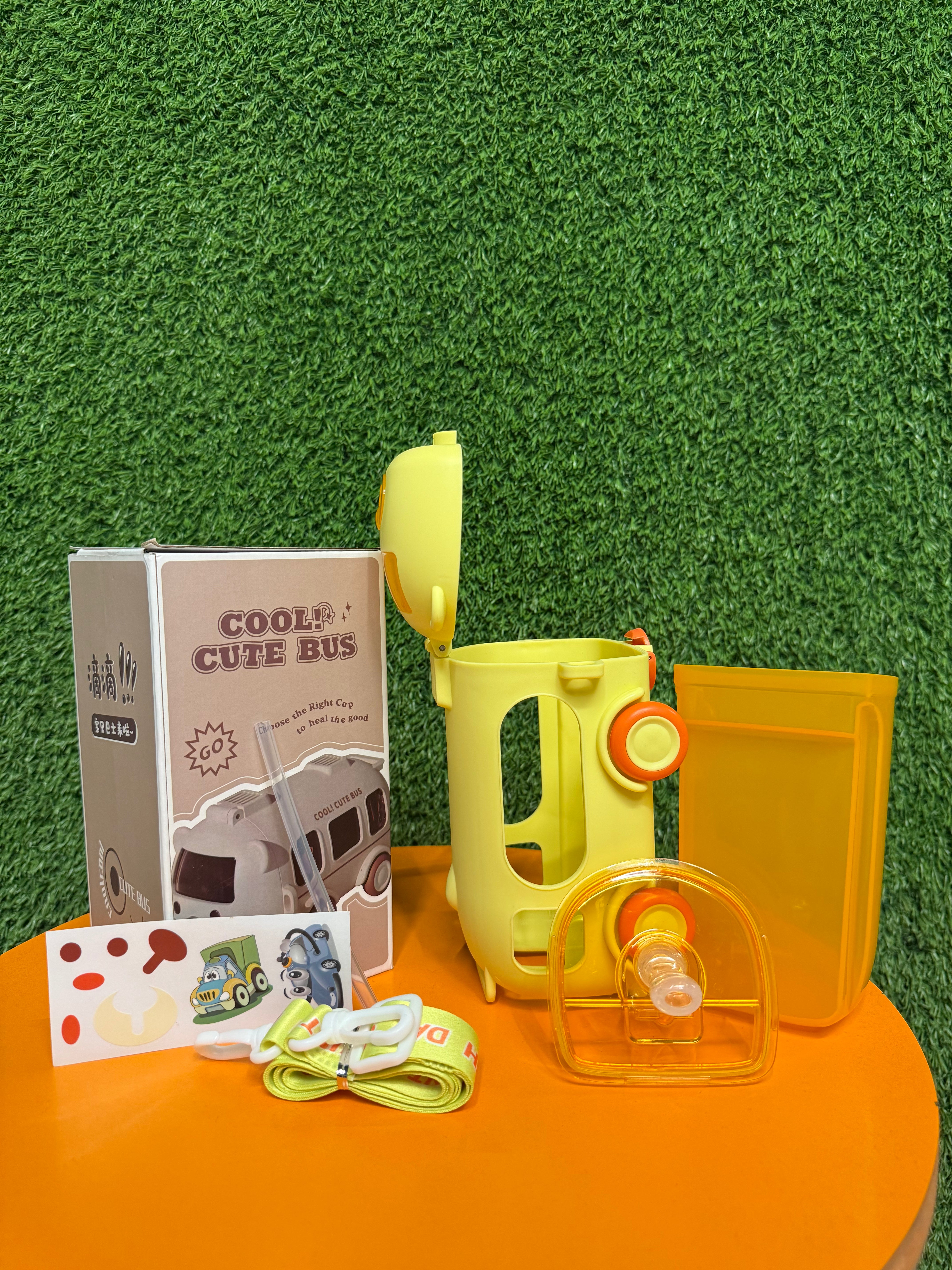 Portable Cute Bear Car Water Bottle with Shoulder Strap for Kids with strap | 500 ML