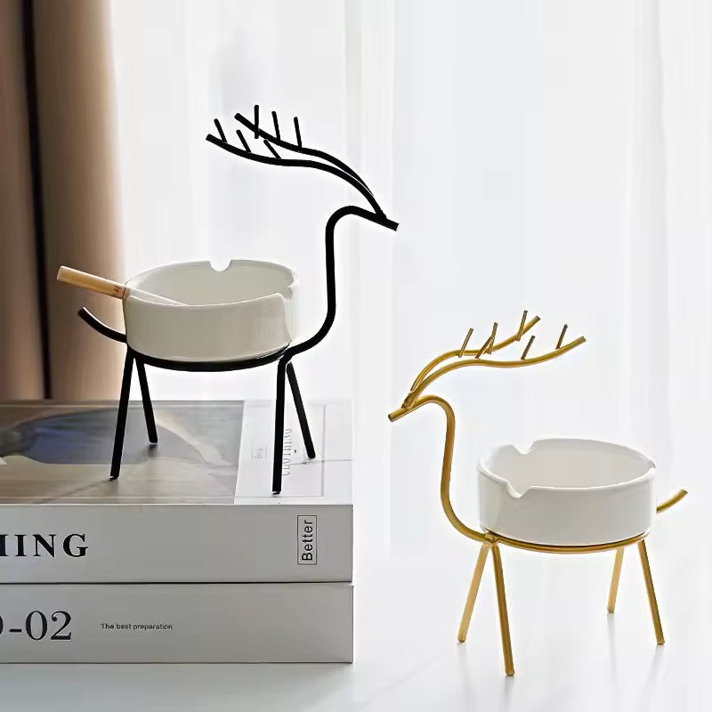 Nordic Style Iron Reindeer Ceramic Ashtray Decoration Ornament