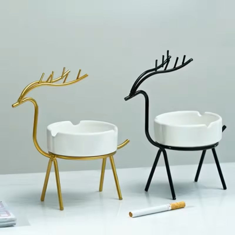 Nordic Style Iron Reindeer Ceramic Ashtray Decoration Ornament