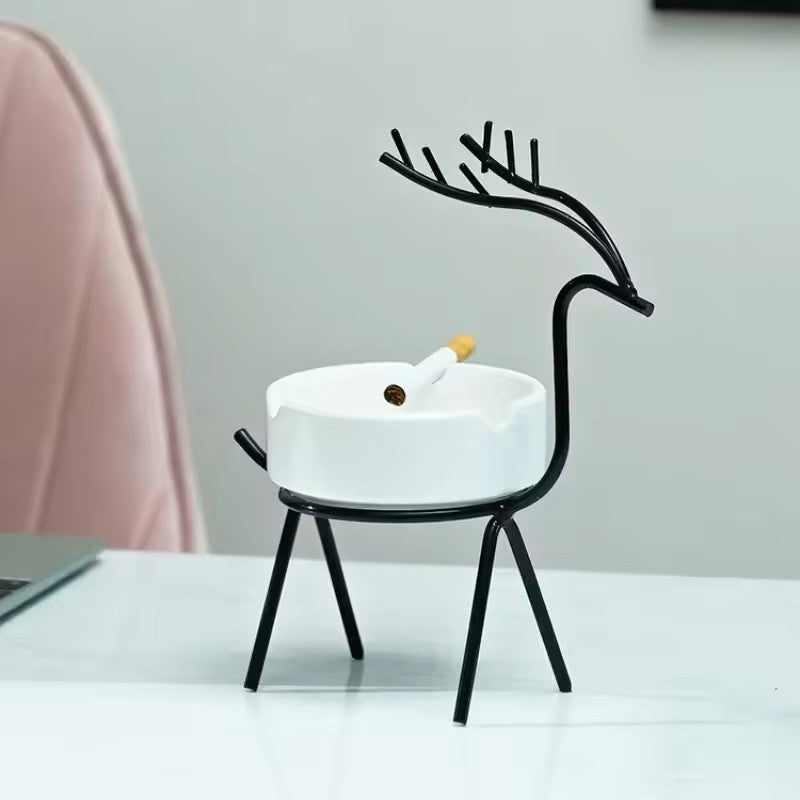 Nordic Style Iron Reindeer Ceramic Ashtray Decoration Ornament