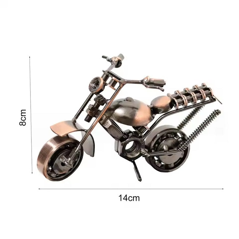 Retro Rustic Metal Motorcycle Sculpture for Home Decor
