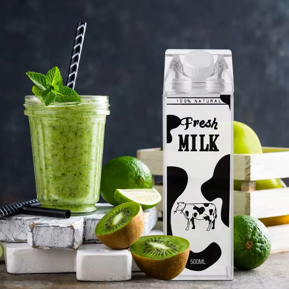 Acrylic Transparent Square milk, fruit, water bottle suitable for kitchen & outdoors as cold beverage